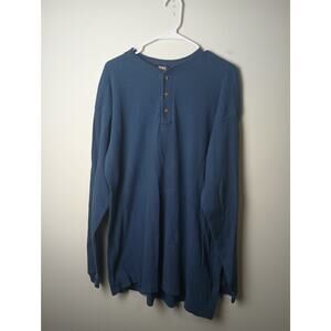 Faded Glory Henley Thermal Men's Size Large Blue Shirt Gift Holiday